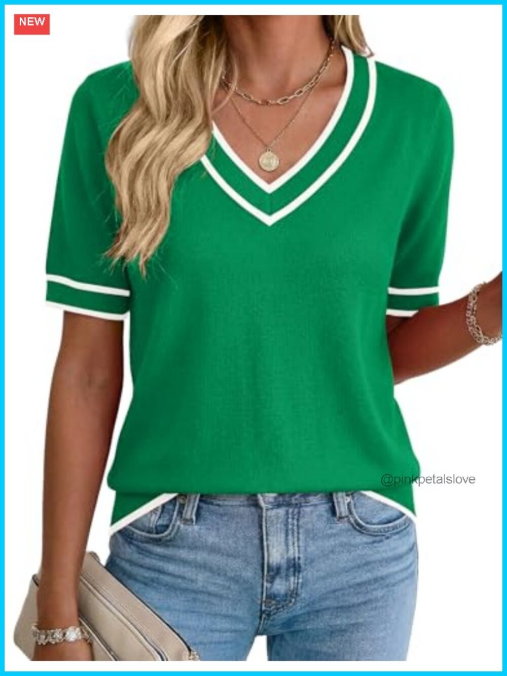 Womens Summer Sweaters Short Sleeve V Neck Knit Tops